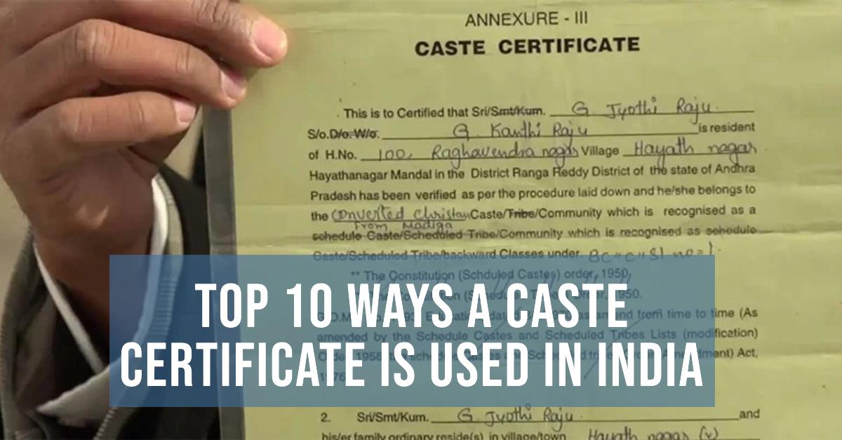 Ways a Caste Certificate is Used in India